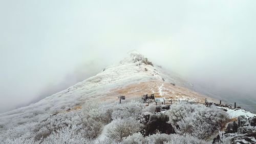 Scenic view of snowcapped mountain against sky