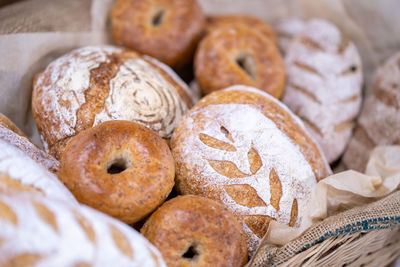 High angle view of bread in store