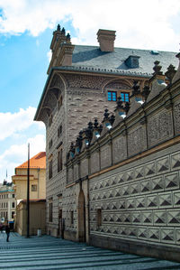 Low angle view of old building against sky