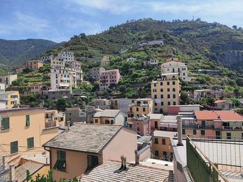 High angle view of townscape against sky