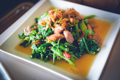 High angle view of meal served in plate