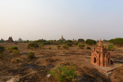 Panoramic view of temple on building against sky