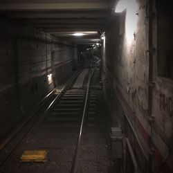 Railroad tracks at night