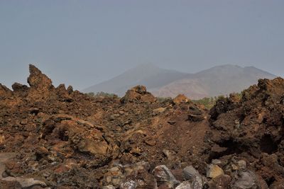 Scenic view of mountains against clear sky