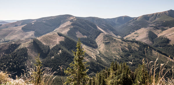 Scenic view of mountains against clear sky