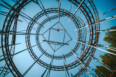 Low angle view of ferris wheel against blue sky