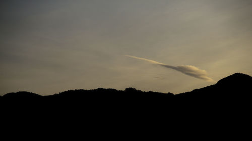 Silhouette landscape against sky during sunset