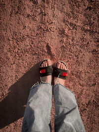 Low section of man standing on floor