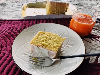 Close-up of breakfast served in plate