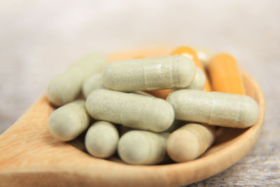 Close-up of pills on table