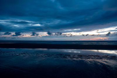 Scenic view of sea against sky at sunset