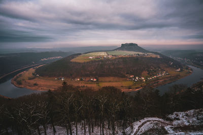 Aerial view of landscape against sky