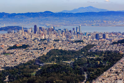 High angle view of cityscape against sky