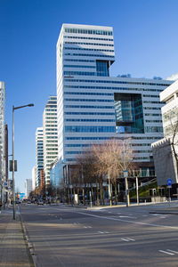 City street against clear blue sky