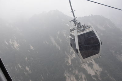 Overhead cable car in mountains