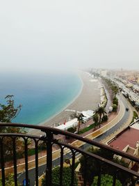 High angle view of bridge over sea against sky