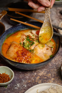 Close-up of food on table