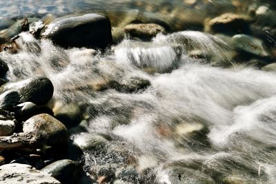 Water flowing through rocks