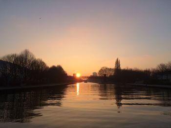 View of lake at sunset