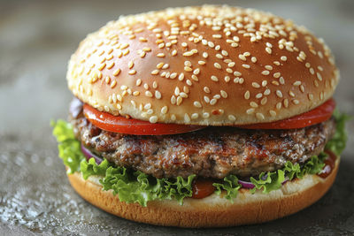 Close-up of burger