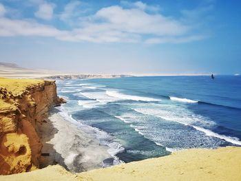 Scenic view of beach against sky