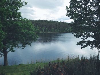 Scenic view of lake against sky