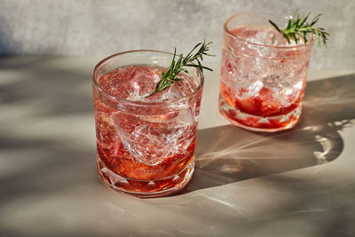 Close-up of ice cream in glass on table