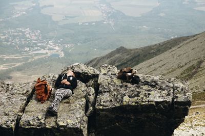 Man hiking on mountain