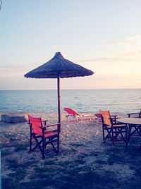 Deck chairs on beach