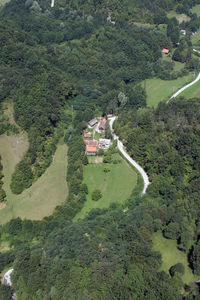 High angle view of trees on landscape