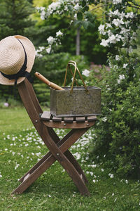 Rear view of man standing on field