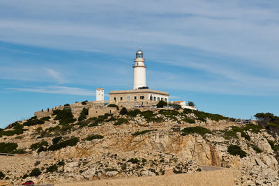 Low angle view of lighthouse against sky