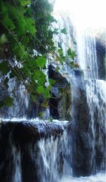 Low angle view of waterfall