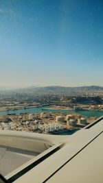 View of cityscape against clear sky