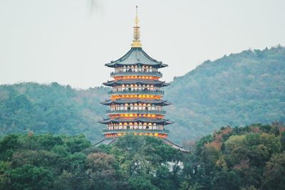 Traditional temple against clear sky