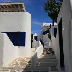 View of buildings against blue sky