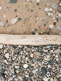 Close-up of pebbles on beach