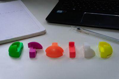 High angle view of computer keyboard on table