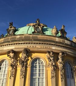 Low angle view of statue against clear sky