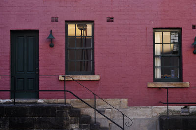 Window and door of red house