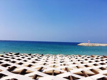 Scenic view of sea against clear sky