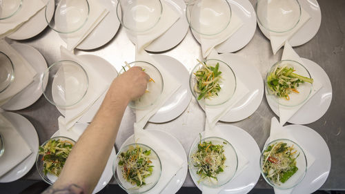 High angle view of food on table