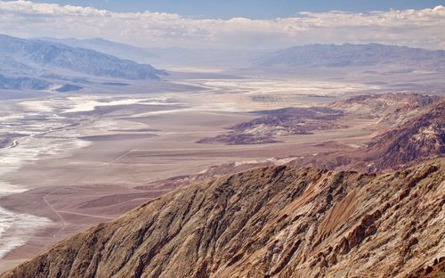 Aerial view of mountains against sky