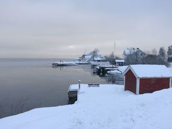 Scenic view of sea against sky during winter