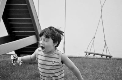 Boy looking at camera