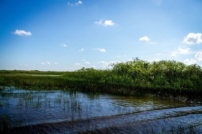 Scenic view of lake against sky