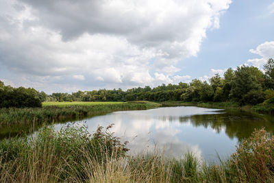 Scenic view of lake against sky