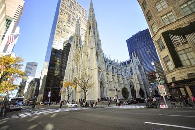 Low angle view of buildings in city