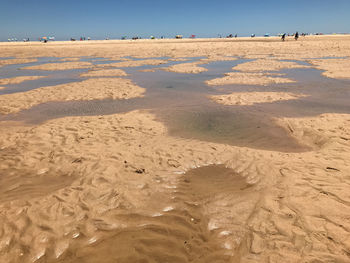 Scenic view of beach against clear sky