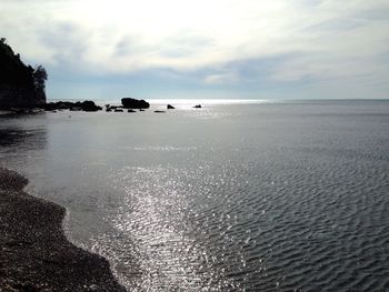 Scenic view of sea against cloudy sky